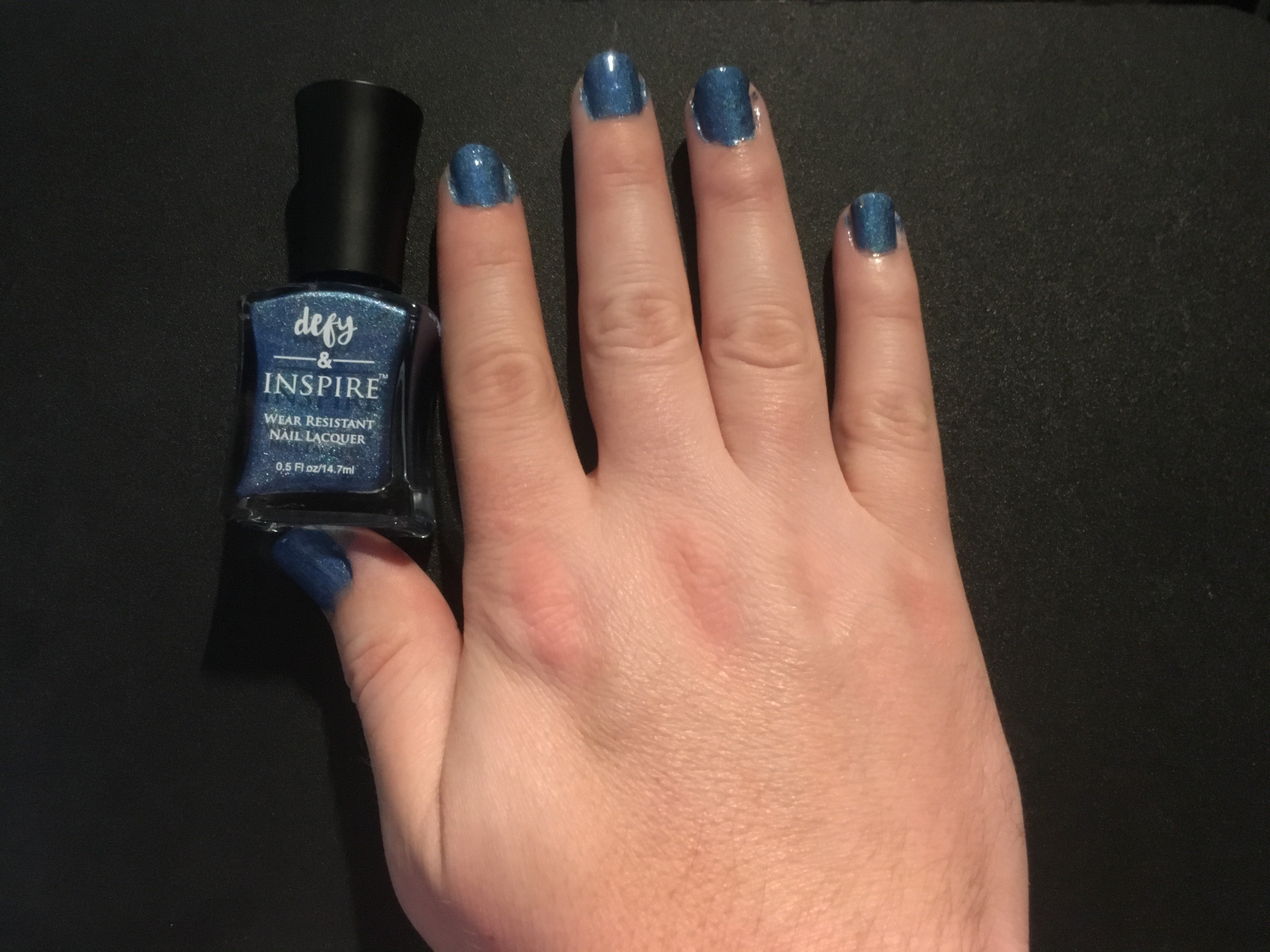 Defy & Inspire “Northern Lights”, a dark blue rich with fine light glitter.